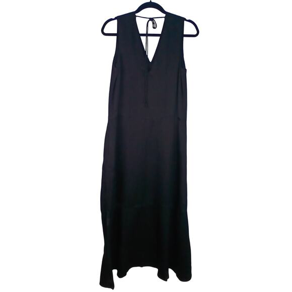 Everlane SZ S The Satin V-Neck Maxi Dress Black NWT - Picture 5 of 6